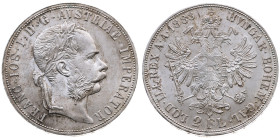 Österreich 
Kaiserreich. Franz Joseph, 1848-1916
2 Gulden
1883

Vs: Kopf mit Lorbeerkranz n. r., Umschrift
Rs: Gekrönter Doppeladler, Umschrift...