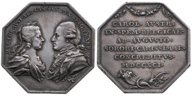 Habsburg 
Leopold II., 1790-1792
Achteckige Silber-Medaille
1791

auf die Rückkehr der Statthalter Albert von Sachsen-Teschen und Maria Christine...