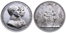 Österreich
Kaiserreich. Franz Joseph, 1848-1916
Silber-Medaille
1854

auf die Hochzeit mit Elisabeth in Bayern
Vs: Brustbilder des Herrscherpaar...