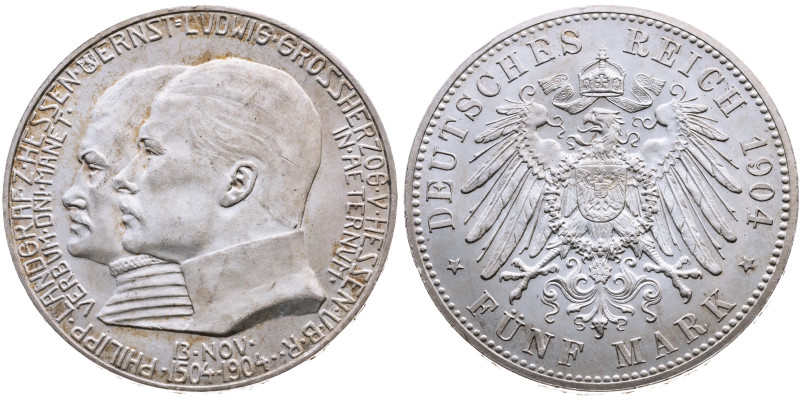 Hessen 
Großherzogtum. Ernst Ludwig, 1892-1918
5 Mark
1904
A Berlin

400. ...