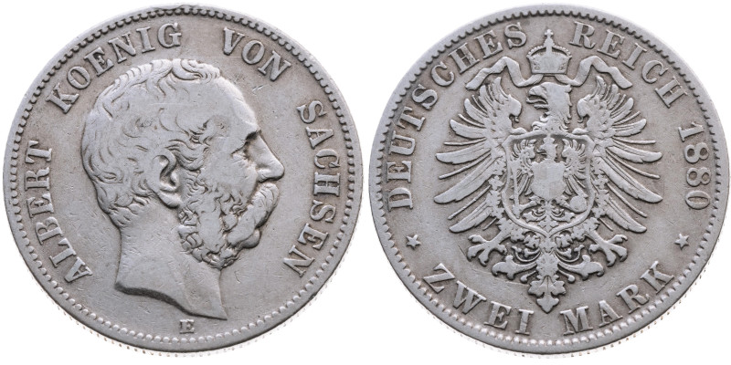 Sachsen 
Königreich. Albert, 1873-1902
2 Mark
1880
Muldenhütte Mzz. E

Vs:...