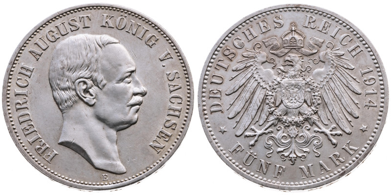 Sachsen 
Königreich. Friedrich August III., 1904-1918
5 Mark
1914
Muldenhütt...