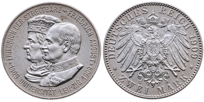 Sachsen 
Königreich. Friedrich August III., 1904-1918
2 Mark
1909
Muldenhütt...