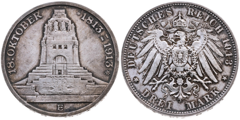 Sachsen 
Königreich. Friedrich August III., 1904-1918
3 Mark
1913
Muldenhütt...