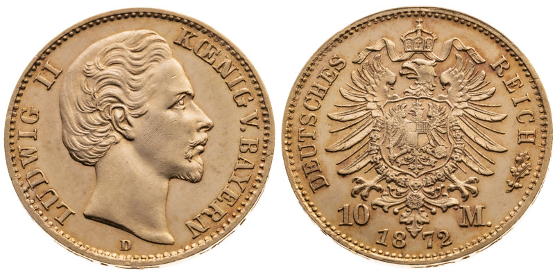 Bayern 
Königreich. Ludwig II., 1864-1886
10 Mark
1872
München Mzz. D

Vs:...