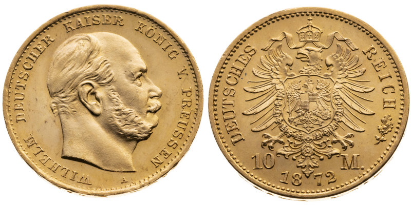 Preussen 
Königreich. Wilhelm I., 1861-1888
10 Mark
1872
A Berlin

Vs: Kop...