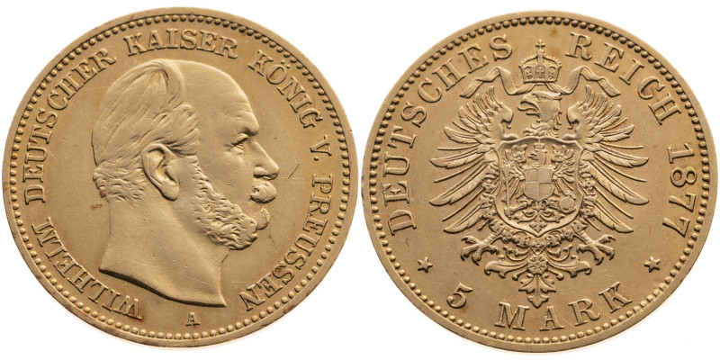 Preussen 
Königreich. Wilhelm I., 1861-1888
5 Mark
1877
A Berlin

Vs: Kopf...