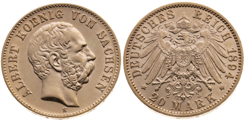 Sachsen 
Königreich. Albert, 1873-1902
20 Mark
1894
Muldenhütte Mzz. E

Vs...