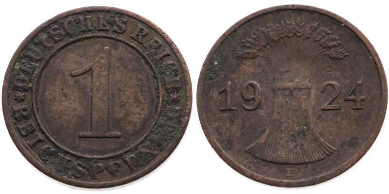 Weimarer Republik 
1 Pfennig
1924
E Muldenhütten

Vs: Wert
Rs: Ährengarbe,...