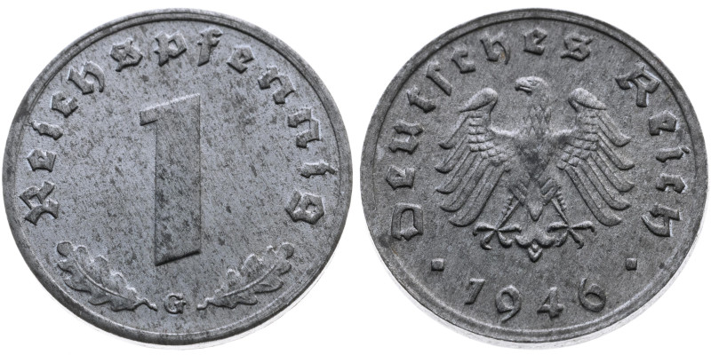 Deutschland unter alliierter Besetzung 
1 Pfennig
1946
G Karlsruhe

Vs: Wer...