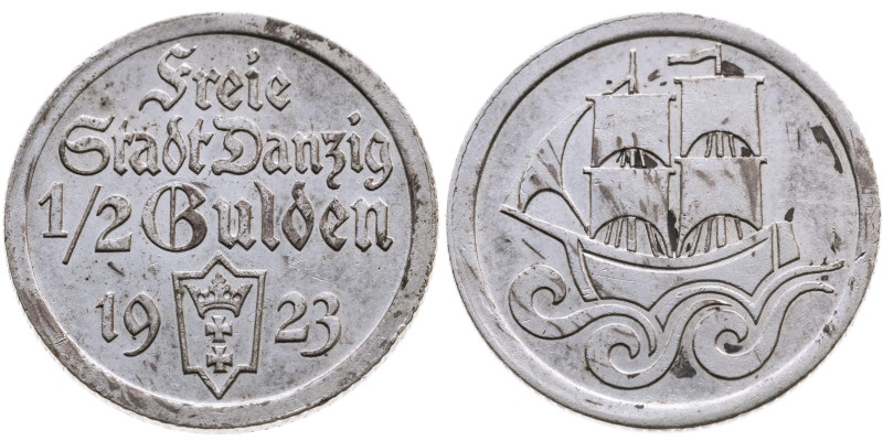 Danzig 
1/2 Gulden
1923
Utrecht

Vs: Wert und Wappen
Rs: Kogge über Wellen...