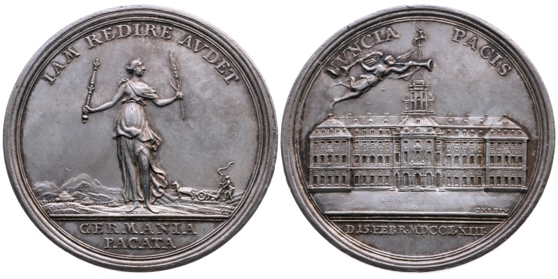 Krieg und Frieden 
Siebenjähriger Krieg, 1756-1763
Silber-Medaille
1763

au...