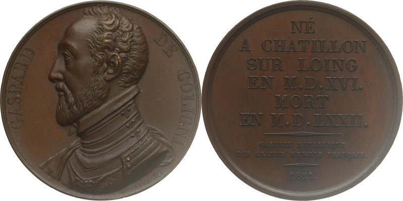 Reformation 
Coligny, Gaspard de, 1519-1572
Bronze-Serienmedaille
1821

auf...