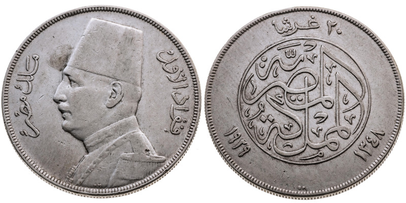 Ägypten 
Königreich. Fuad I., 1922-1936
20 Piaster
1929

Vs: Brb. n. r.
Rs...