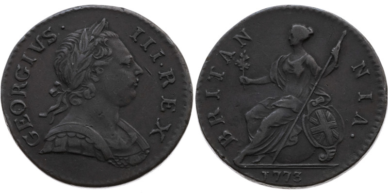 Großbritannien 
Königreich. George III., 1760-1820
1/2 Penny
1773

Vs: Brus...