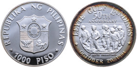 Philippinen 
Republik, seit 1946
1000 Piso
1994

50. Jahrestag der Landung im Golf von Leyte
Vs: Staatswappen
Rs: Landungsszene

Auflage: 100...