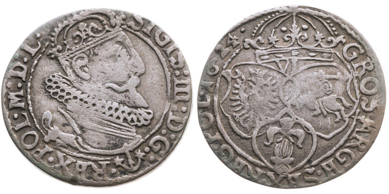 Polen 
Königreich. Sigismund III. (IV.) Wasa, 1587-1632
6 Groschen
1624
Krak...