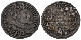 Polen 
Königreich. Sigismund III. (IV.) Wasa, 1587-1632
3 Groschen
1597
Olkusz

Vs: Gekr. Brb. n.r.
Rs: Wappen und Schrift.

Material: Silber...