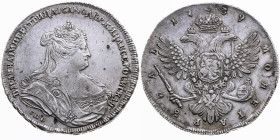 Russland 
Kaiserreich. Anna Iwanowna, 1730-1740
Rubel
1739

Vs: Brustbild n. r.
Rs: Gekrönter Doppeladler

Material: Silber 802

Gewicht: 26...
