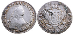Russland 
Kaiserzeit. Ekaterina II. die Große, 1762-1796
1/4 Rubel
1765
Moskau

(Polupoltinnik)
Vs: Brustbild n. r., Umschrift
Rs: Gekrönter D...