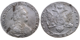 Russland 
Kaiserzeit. Ekaterina II. die Große, 1762-1796
15 Kopeken
1785
St. Petersburg

Vs: Brustbild n. r., Umschrift
Rs: Gekrönter Doppeladl...