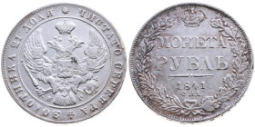 Russland 
Kaiserreich. Nikolaj I., 1825-1855
Rubel
1841
St. Petersburg

Vs: Gekr. Doppeladler
Rs: Wert und Jahreszahl in Kranz

Auflage: 6155...