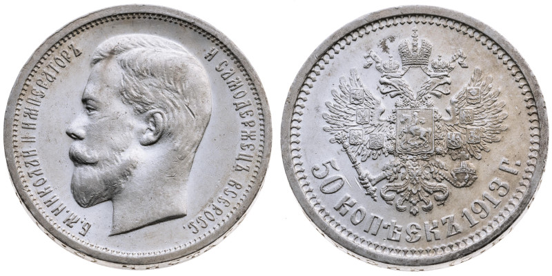 Russland 
Kaiserreich. Nikolaj II., 1894-1917
50 Kopeken
1913

Vs: Kopf n. ...