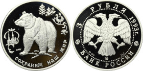 Russland 
Republik (Föderation), seit 1992
3 Rubel
1993
Moskau

Schützt unser Welt
Vs: Doppeladler, Umschrift
Rs: Braunbär (Ursus arctos - Urs...