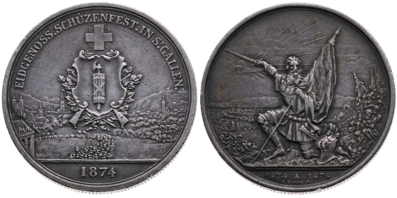 Schweiz 
Bundesstaat, seit 1848
5 Franken
1874

Schützenfest in St. Gallen...