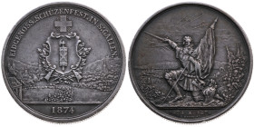 Schweiz 
Bundesstaat, seit 1848
5 Franken
1874

Schützenfest in St. Gallen
Vs: Wappen vor Landschaft, oben Schrift
Rs: Figur mit Schwert und Fa...