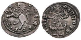 Serbien 
Zarenreich. Djurdj Vukovic in Raschka, 1427-1456
Dinar

Smederevo

Vs: Stehender Herrscher mit Schwert von vorn, Umschrift
Rs: Löwe n....