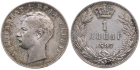 Serbien 
Königreich. Alexander I., 1889-1903
Dinar
1897

Vs: Kopf n. l.
Rs: Wertangabe

Material: Silber 835

Größe: 23.0mm
Gewicht: 5.0g
...