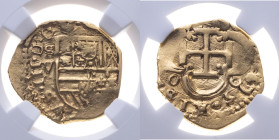 Spanien 
Königreich. Felipe III., 1598-1621
2 Escudo
1615
Sevilla

Vs: Bekröntes Wappen, Umschrift
Rs: Kreuz in Vierpass, Umschrift

Material...