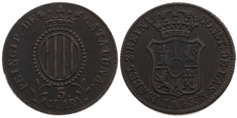 Spanien 
Katalonien
Provinz. Isabella II., 1833-1868
3 Quatro
1845

Vs: Ge...