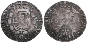 Spanische Niederlande 
Brabant
Spanische Herrschaft. Felipe IV. von Spanien, 1621-1665
Patagon
1651
Antwerpen

Vs: Gekröntes Wappen mit Kollane...