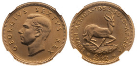 Südafrika 
Königreich (Commonwealth). George V., 1931-1936
1/2 Pfund
1952

Vs: Kopf n. l., Umschrift
Rs: Springbock, Umschrift

Auflage: 12000...