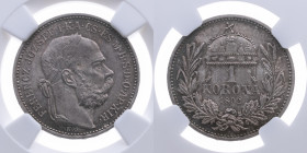 Ungarn 
Königreich. Franz Joseph, 1848-1916
Krone
1892
Kremnitz

Vs: Kopf mit Lorbeerkranz n. r., Umschrift
Rs: Stephanskrone, Datum und Wertan...