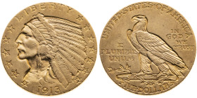 USA 
Bundesstaat, seit 1789
5 Dollars
1913
Philadelphia P

Vs: Indianerkopf
Rs: Adler

Material: Gold 900

Größe: 21.5mm
Gewicht: 8.36g
...