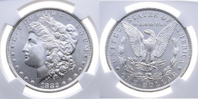 USA 
Bundesstaat, seit 1789
Dollar
1882
Carson City CC

('Morgandollar')
Vs: Kopf der Liberty mit phrygischer Mütze und Lorbeerzweig n. l.
Rs:...