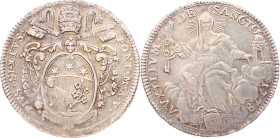 Vatikan 
Kirchenstaat. Pius VI., 1775-1799
1/2 Scudo
1778
Rom

Vs: Papstwappen, Umschrift (Anno V)
Rs: Ecclesia auf Wolken mit Schlüsseln und R...