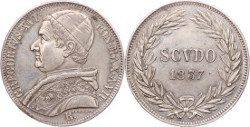 Vatikan 
Kirchenstaat. Gregor XVI., 1831-1846
Scudo
1837
Rom

Vs: Brustbild n. l. mit Pileolus und Stola, Umschrift
Rs: Zwei Zeilen Wert in Lor...