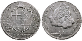 Vatikan 
Bologna
Unter päpstl. Herrschaft. Pius VI., 1775-1799
10 Paoli
1797

Revolutionsausgabe
Vs: Wappen, Umschrift
Rs: Madonna mit Christu...