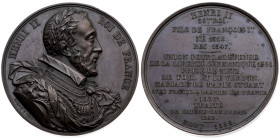 Frankreich 
Königreich. Henri II., 1547-1559
Bronze-Serienmedaille
1836

-
Vs: Drapiertes Brustbild im Harnisch n. r. mit Lorbeerkranz, Umschrif...