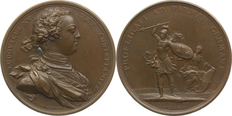 Frankreich 
Königreich. Louis XV., 1715-1774
Bronze-Medaille
1734

auf die ...