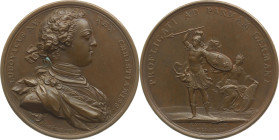 Frankreich 
Königreich. Louis XV., 1715-1774
Bronze-Medaille
1734

auf die Schlacht bei Parma gegen die Habsburger
Vs: Drapiertes Brustbild des ...