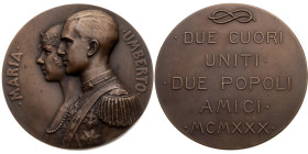 Italien 
Königreich. Umberto II., 1946
Bronze-Medaille
1930

auf die Hochzeit mit Maria Josepha (1906-2001), Tochter König Alberts I. von Belgien...