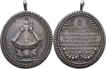 Mexiko 
Puebla
Stadt
Tragbare ovale Silber-Medaille
o. J. (um 1890)

-
Vs: Madonnenstatue in der Rosenkranzkapelle der Kirche Iglesia de San Do...