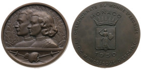 Monaco 
Fürstentum. Rainier III., 1949-2005
Bronze-Medaille
1950

auf die Weltmeisterschaften im Fechten
Vs: Brustbilder eines Fechterpaares n. ...