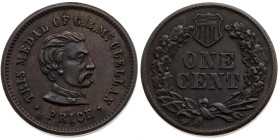 USA 
Bundesstaat, seit 1789
Kupfer-Token
o. J. (um 1860-1864)

der Union im Sezessionskrieg
Vs: Kopf n. r., Umschrift
Rs: Wert in Eichenkranz, ...