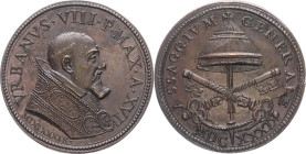 Vatikan 
Kirchenstaat. Urban VIII., 1623-1644
Nachprägung
Bronze-Medaille
1639

auf die allgemeine Münzprüfung an der römischen Münze
Vs: Barhä...